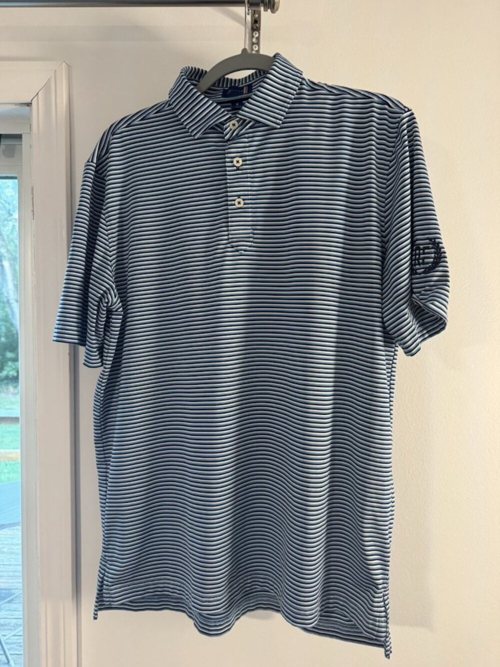 Stitch Golf Polo Men's M Blue Stripe Ridglea Country Club